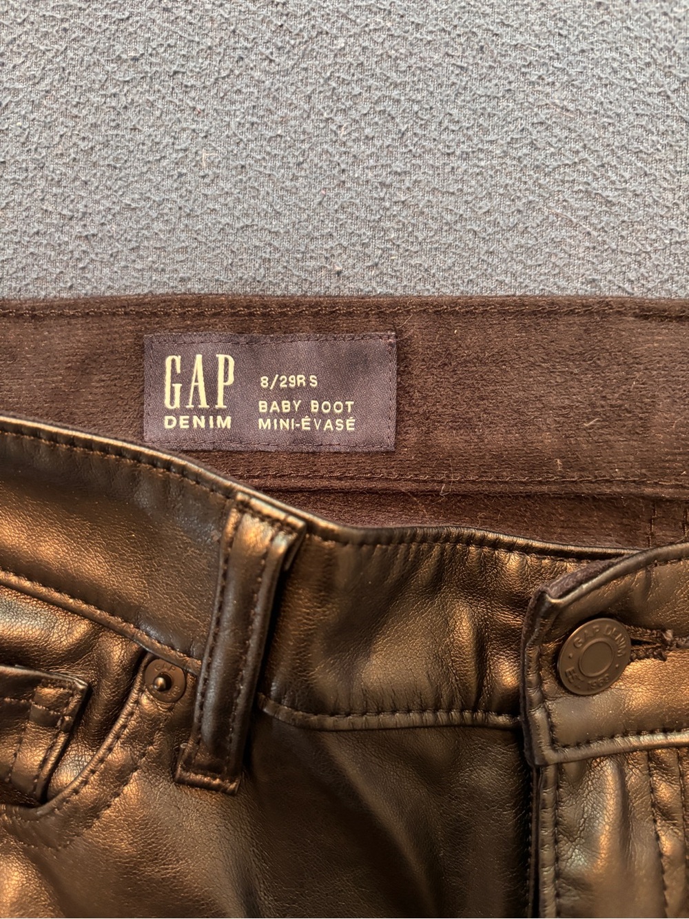 GAP Denim Baby Boot Leather Pants in Black